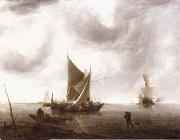 REMBRANDT Harmenszoon van Rijn Ships at Anchor on a Calm Sea china oil painting reproduction